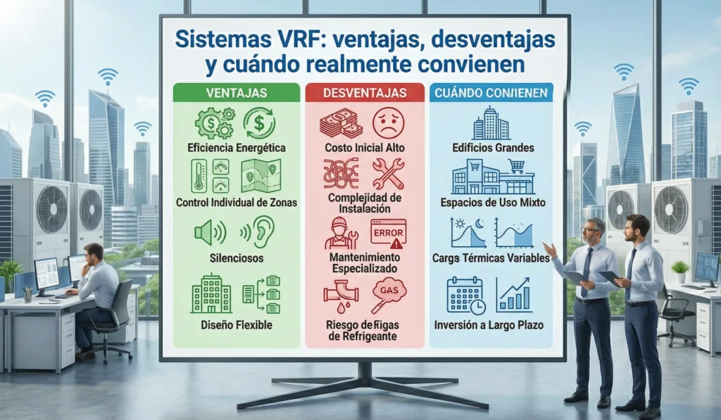 Sistemas VRF: ventajas, desventajas y cuándo realmente convienen